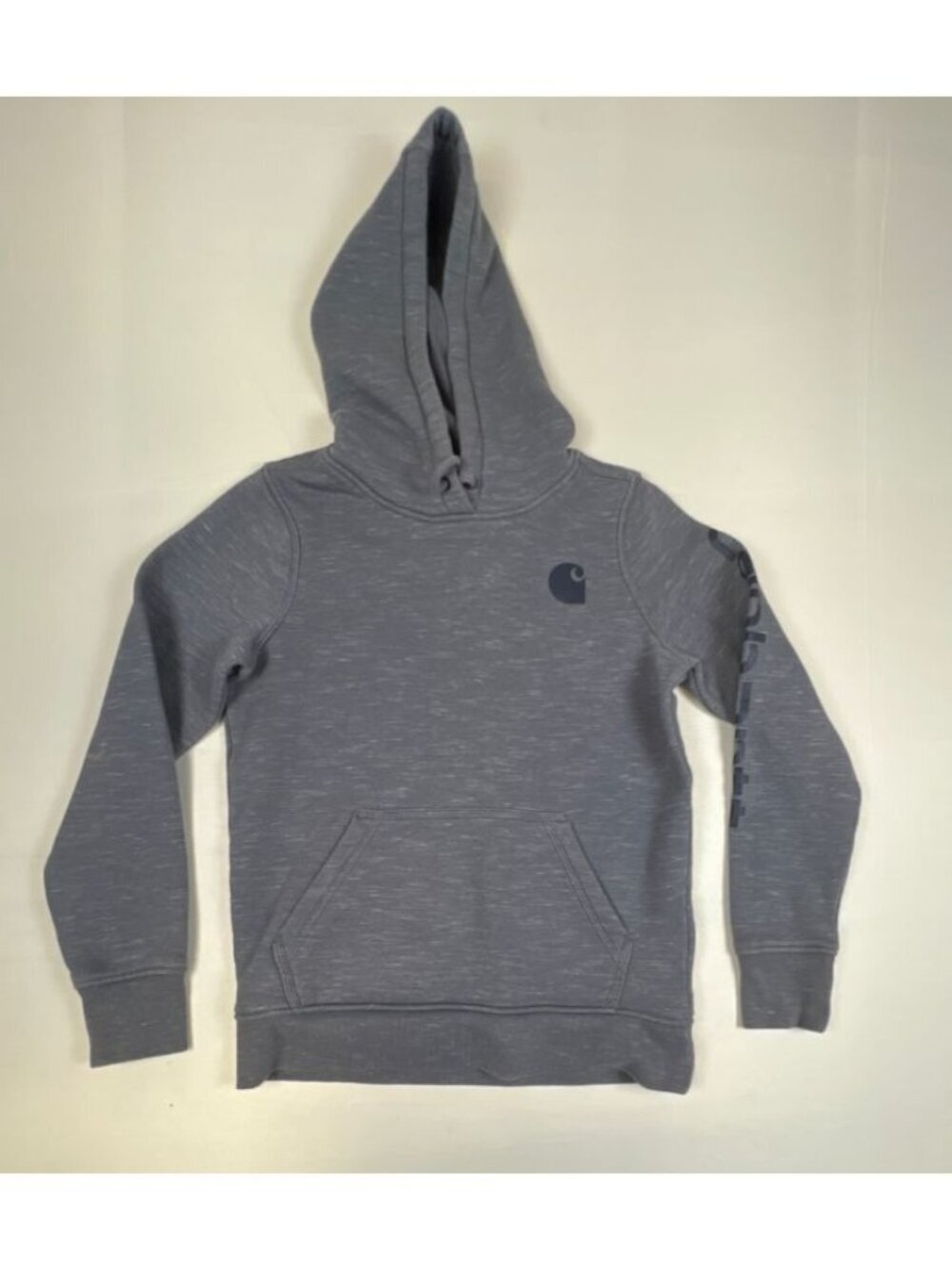 Carhartt Boys XS Youth Heather Gray Sleeve Logo Fleece Hoodie Pullover